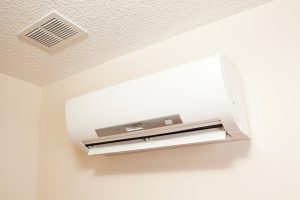 ductless air handler mounted high on wall