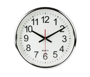 standard clock on a white wall