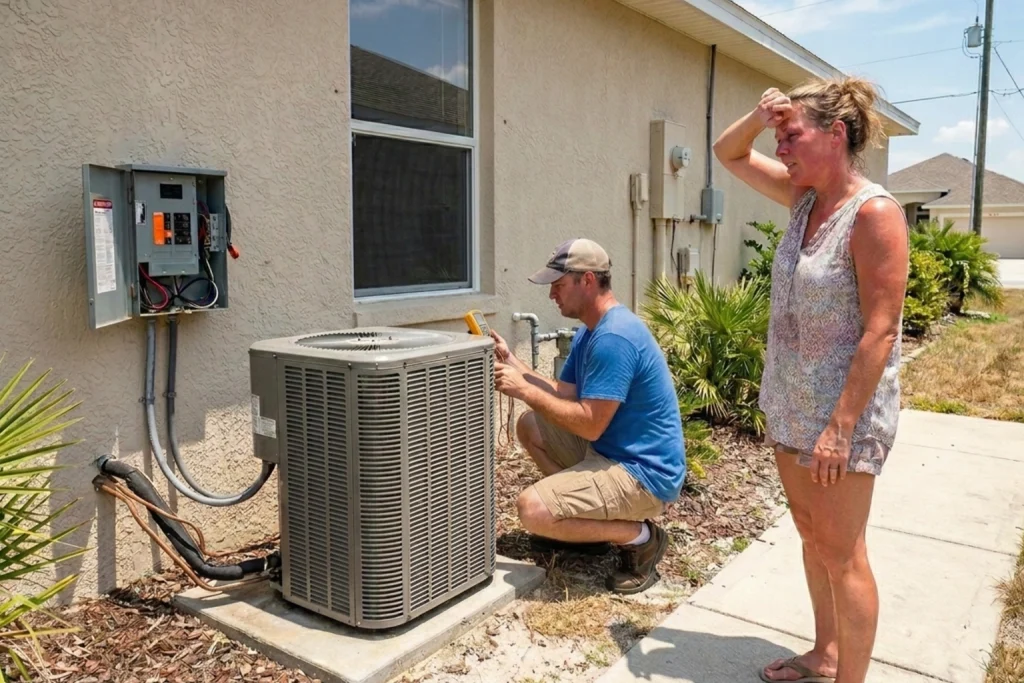 Destin homeowner troubleshooting AC failure during heat wave